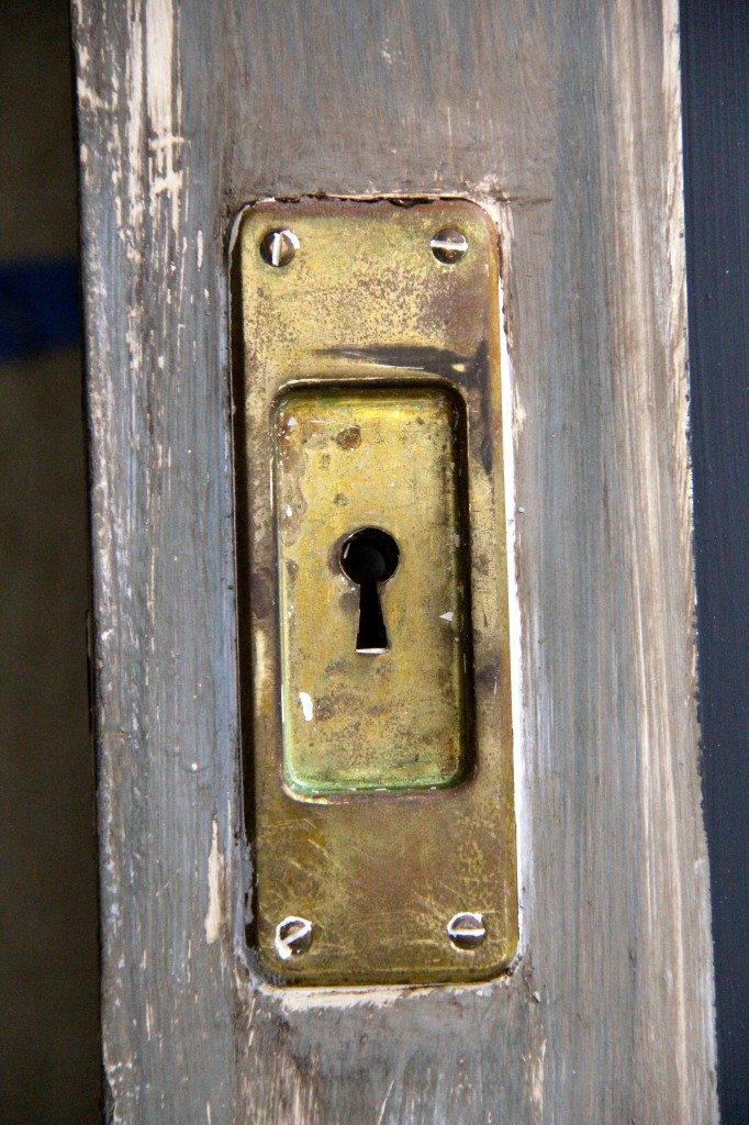 brass keyhole on antique door