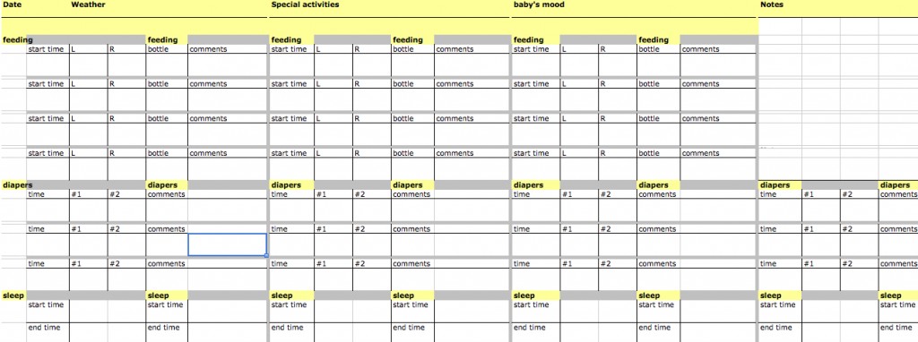 Downloadable daily baby schedule