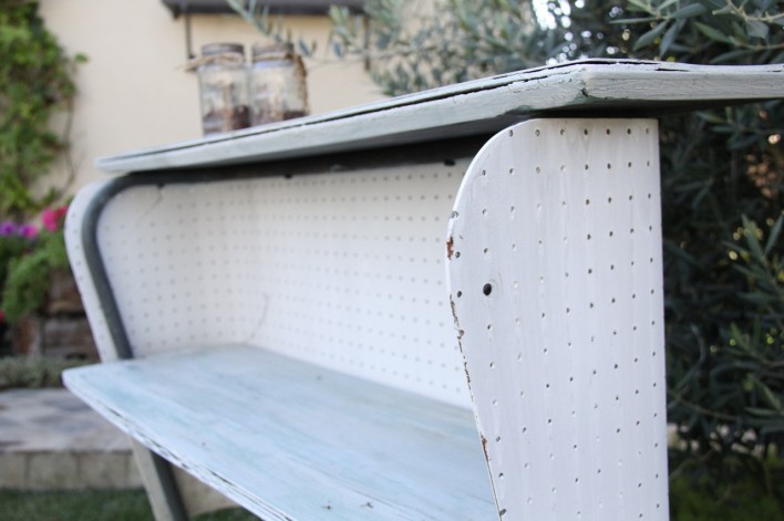 peg board backed vintage mini bar