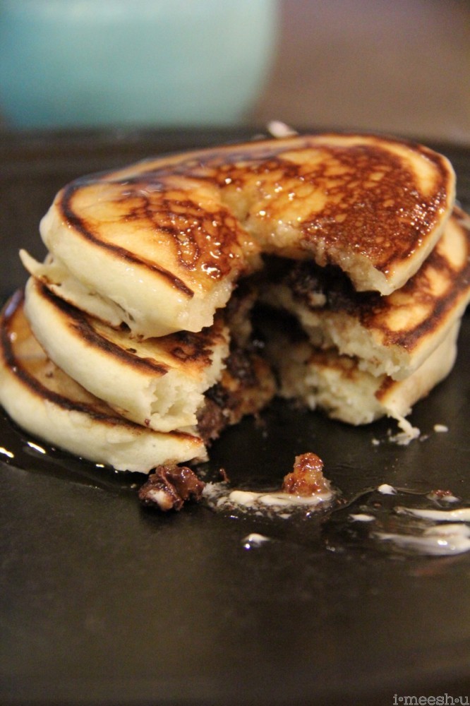 mini stack of chocolate chip pancakes