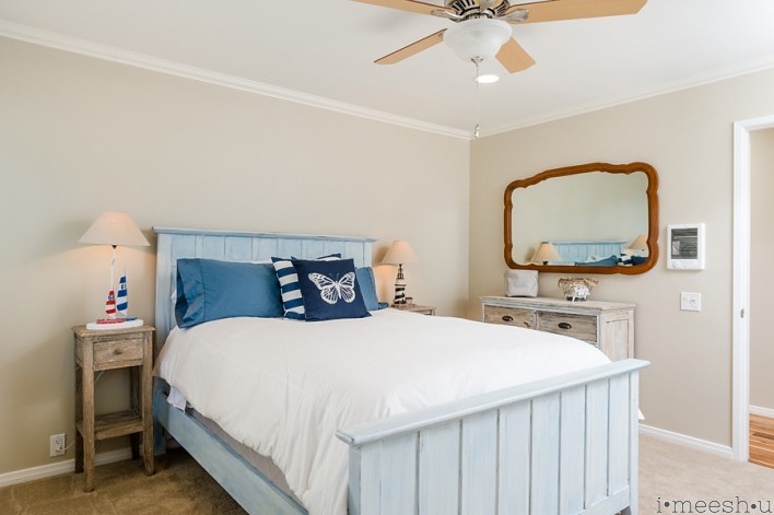 beach house bedroom with annie sloan painted furniture